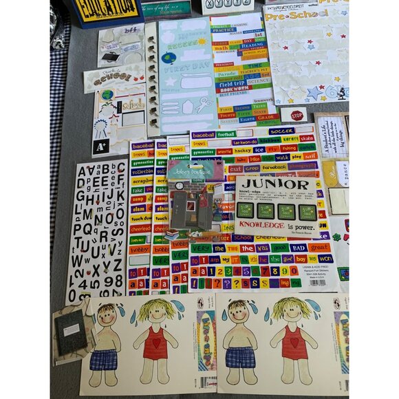 Back To School Scrapbooking Supplies Kit: Stickers Labels & Papers - Picture 2 of 13